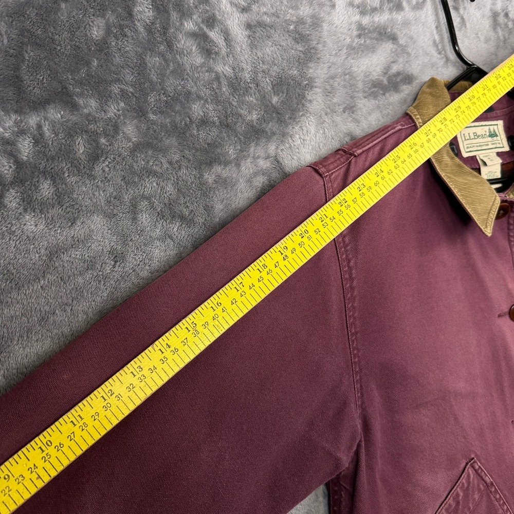 L.L. Bean Field Coat Jacket Womens M Plum Burgundy Plaid Lined Canvas Barn Chore - Picture 7 of 11
